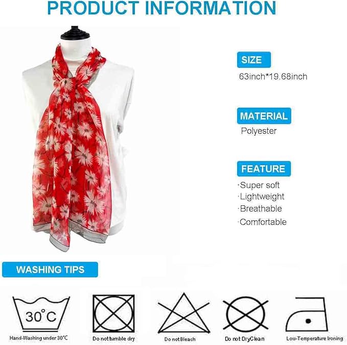 Xyueanlo Scarfs for Women Lightweight Fashion Floral Printed Scarves Neck Scarf Sunscreen Wraps Shawls
