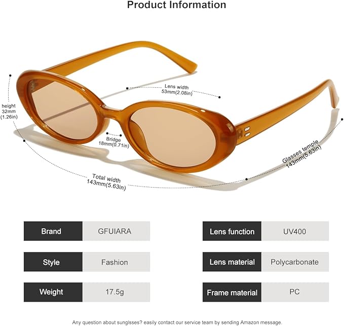 Oval Sunglasses for Women Men Fashion Small 90s Style Sun Glasses UV400