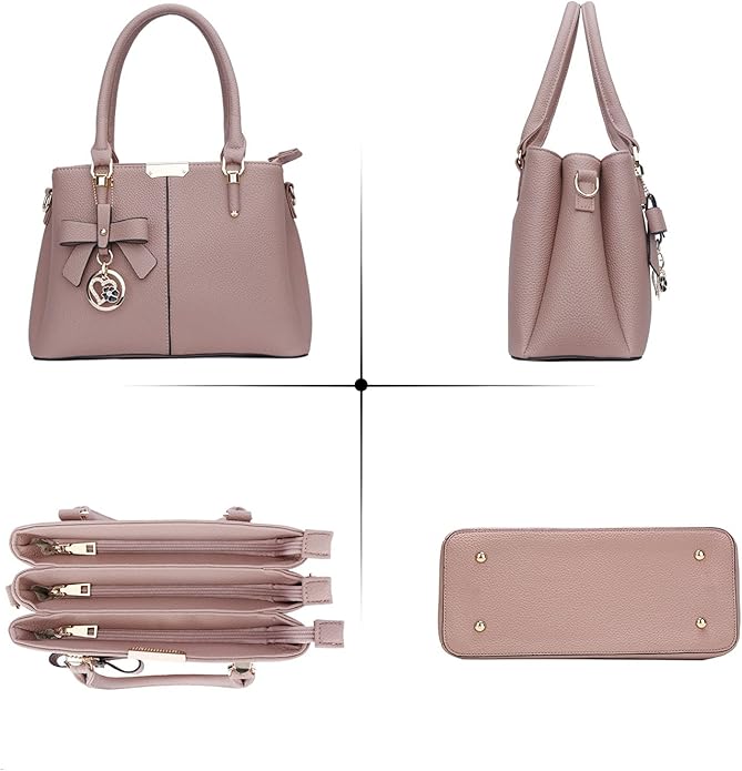 KKXIU 3 Zippered Compartments Purses and Handbags for Women Top Handle Satchel Shoulder Ladies Bags