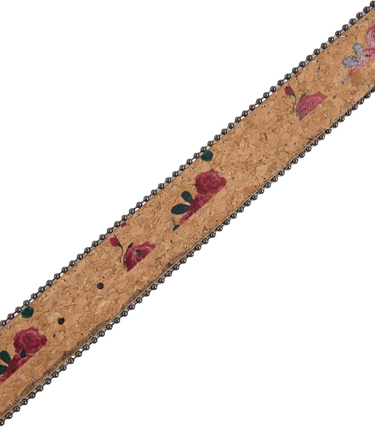 Women's Floral Embroidery Genuine Leather Belt Vintage Square Buckle