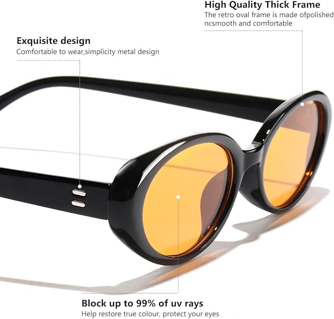 Oval Sunglasses for Women Men Fashion Small 90s Style Sun Glasses UV400