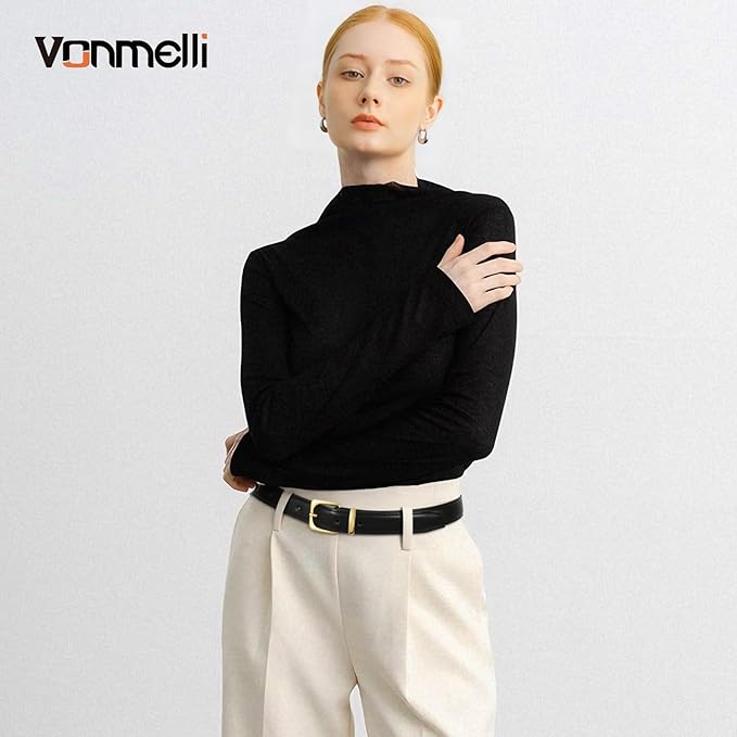 VONMELLI Womens Thin Leather Belt for Jeans Pants Dress Fashion Skinny Belt with Gold Buckle for Women