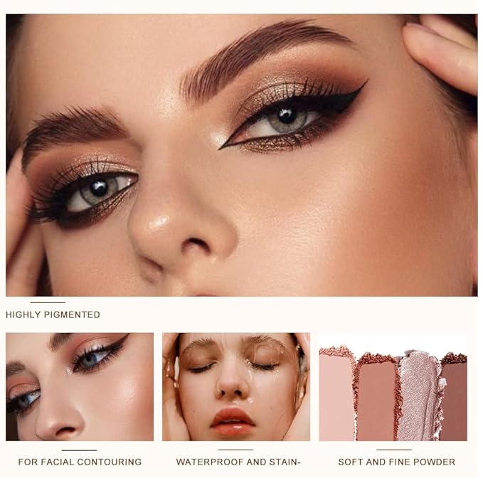 12-Color Warm Red Brown Eyeshadow Palette – Matte, Shimmer&Glitter Neutral Nude Shades with Rose Gold, Champagne, Bronze&Peach Tones, High-Pigment, Long-Lasting, Blendable Soft Glam Eye Makeup Palette