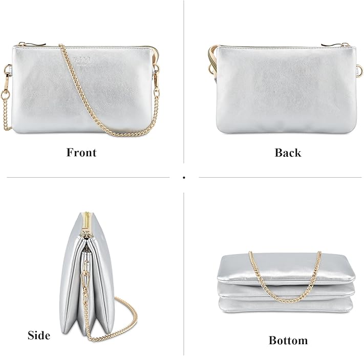 Wristlet Purses for Women, Vegan Leather Crossbody Evening Zip Clutch Bag with Strap | Vegan Leather, Evening, Zip, with Strap