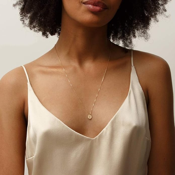 Endless Story Initial Necklaces for Women, Sterling Silver, 14K Gold Filled Custom Dainty Letter Necklace, Initial Necklace, 9mm Disc Pendant, Mom Necklace, Gift for Mom, Daughter, Grandma