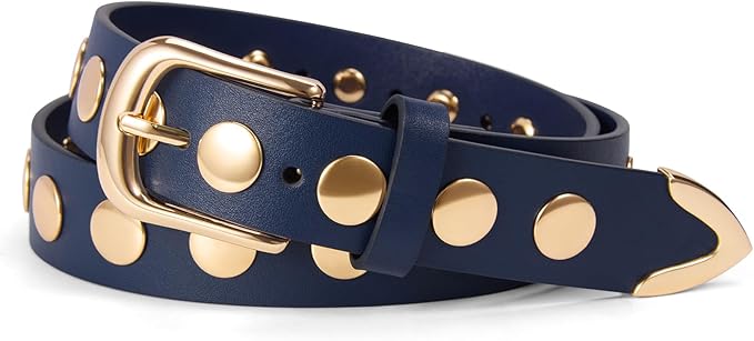 VATAN Women Leather Belt for Jeans Dresses Pants Fashion Ladies Casual Waist Belt with Gold Buckle