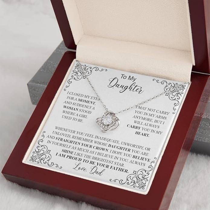 VIRAGIL To My Daughter Gift Necklace From Dad or Mom - Badass Daughter Jewelry With Heartfelt Message & Elegant Box