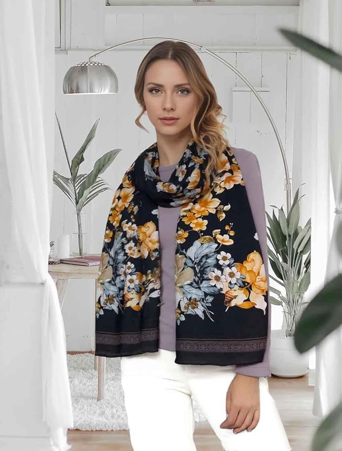 Xyueanlo Scarfs for Women Lightweight Scarves Fashion Print Floral Pattern Head Scarf Wraps Shawls