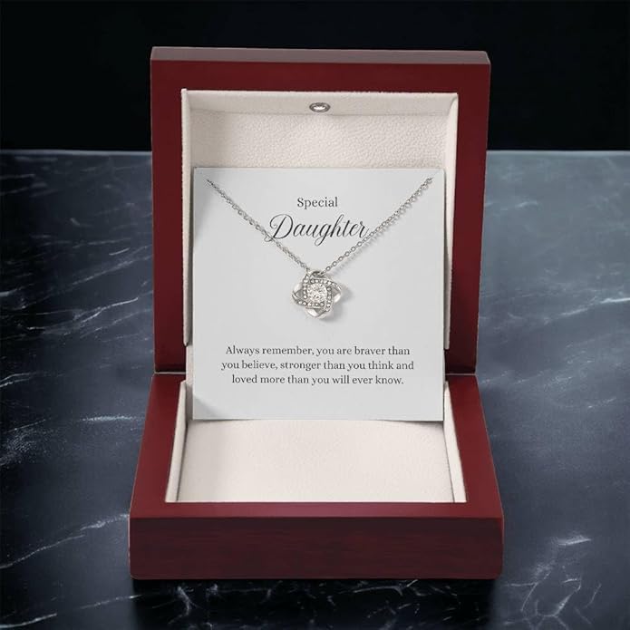 VIRAGIL To My Daughter Gift Necklace From Dad or Mom - Badass Daughter Jewelry With Heartfelt Message & Elegant Box