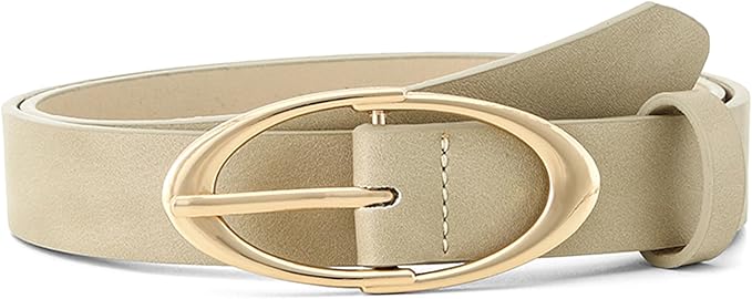 Earnda Women Faux Leather Belt for Jeans Pants Fashion Ladies Waist Belts with Gold Silver Oval Buckle