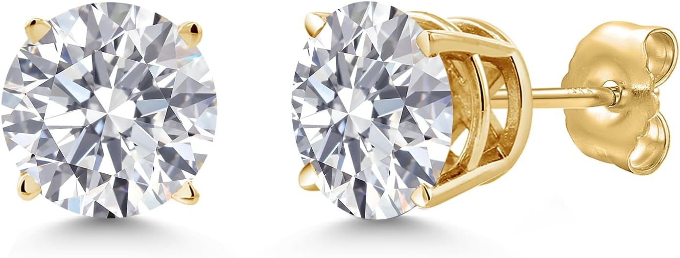Gem Stone King 0.20 to 6 Cttw 14K Gold Lab Grown Diamond Stud Earrings | Gold Earrings For Women Men | E-F Color | VS1-VS2 Clarity