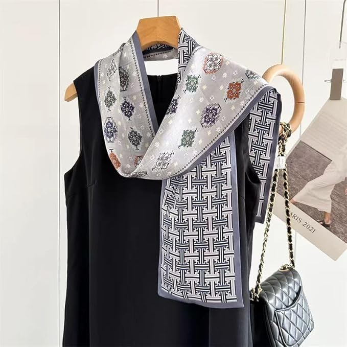 100% Mulberry Silk Ribbon Scarf for Hair Beach Head Wraps for Women Handbag accessories Necktie