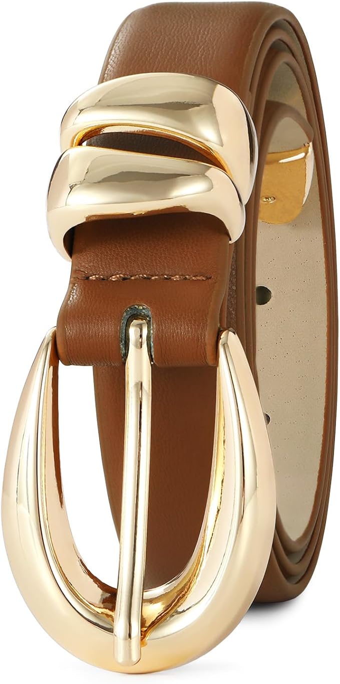 Fashion Waist Belt with Gold Buckle Women's Belts for Jeans Stylish Leather Belts for Women