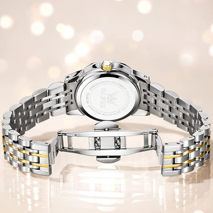 OLEVS Watch for Men Women Large Face Unisex Diamond Luxury Dress Analog Quartz Stainless Steel Waterproof Luminous Date Business Casual Wrist Watch
