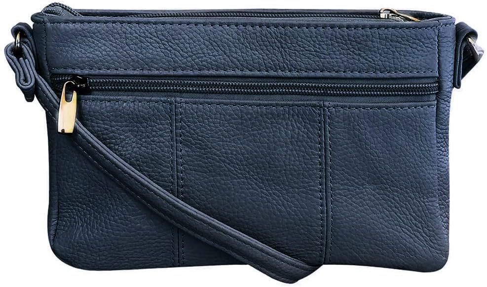 Cowhide Leather Women's Shoulder Purse Small Cross Body Organizer Bag with Many Pockets