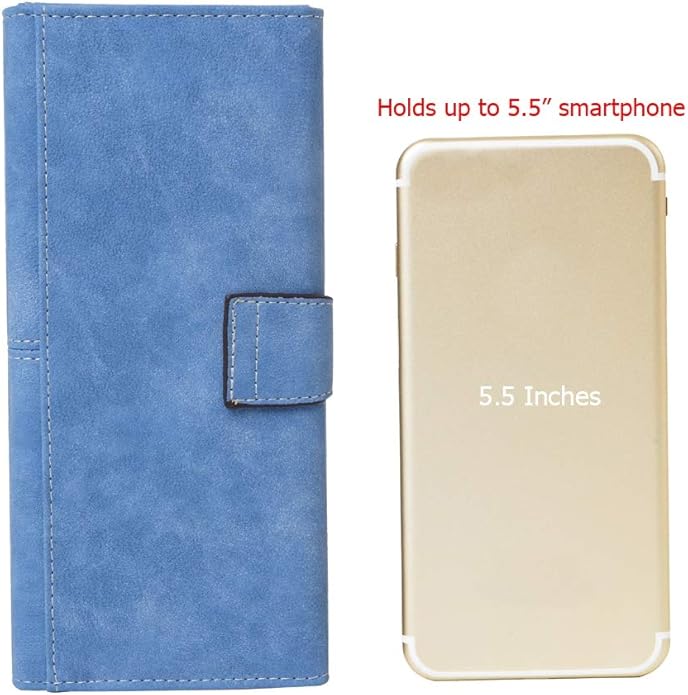 Women's Vegan Leather 17 Card Slots Card Holder Long Big Bifold Wallet