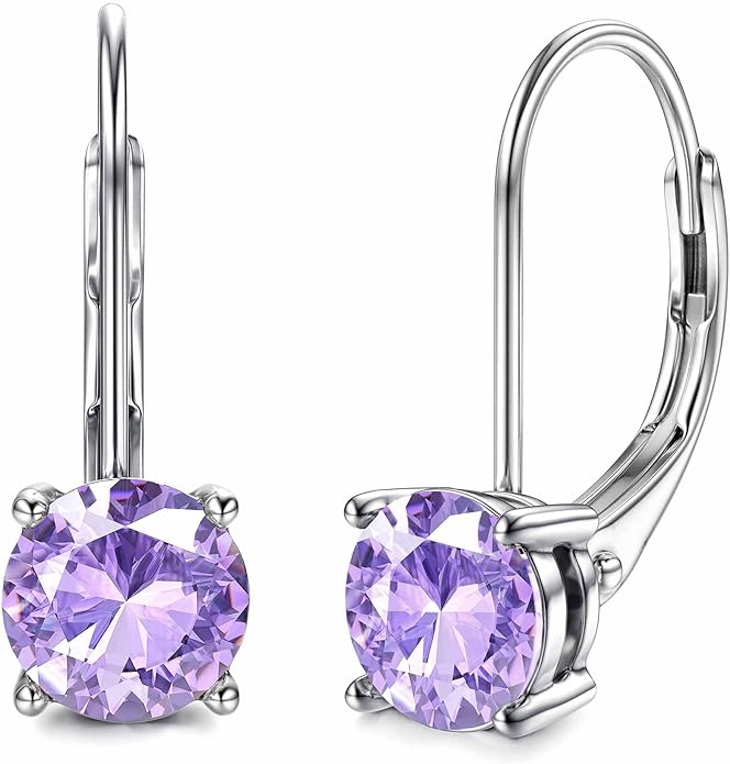 Moissanite Earrings,1.0ct-2.0ct D Color Brilliant Round Cut Earring 18K White Gold Plated Sterling Silver Dangle Earrings Moissanite Leverback Drop Earring s