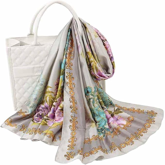 Pokeedioty Scarfs for Women Lightweight Head Scarf Fashion Scarves Elegant Floral Pattern Sunscreen Shawls and Wraps