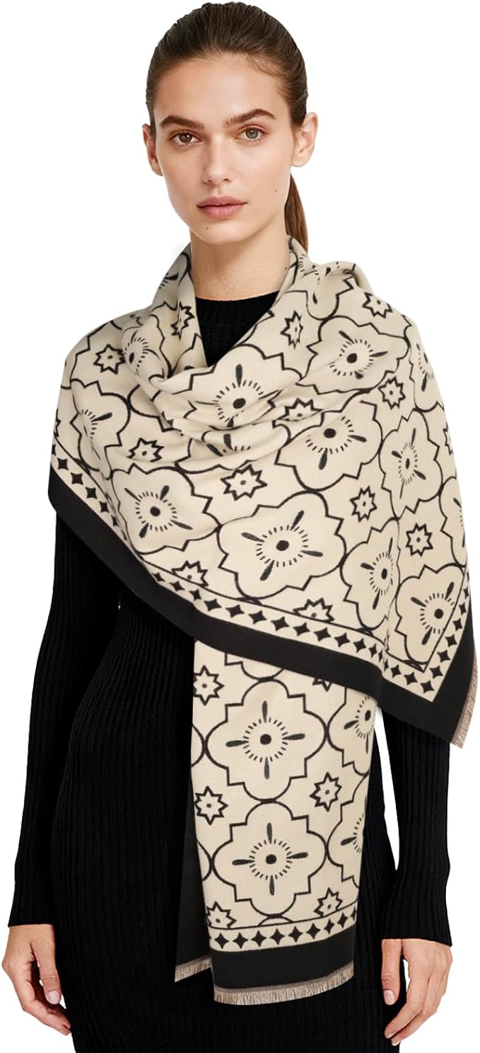 EXTREE Scarfs for Women Pashmina Silky Shawl Wrap for Evening Dressing Blanket Open Front Poncho Cape