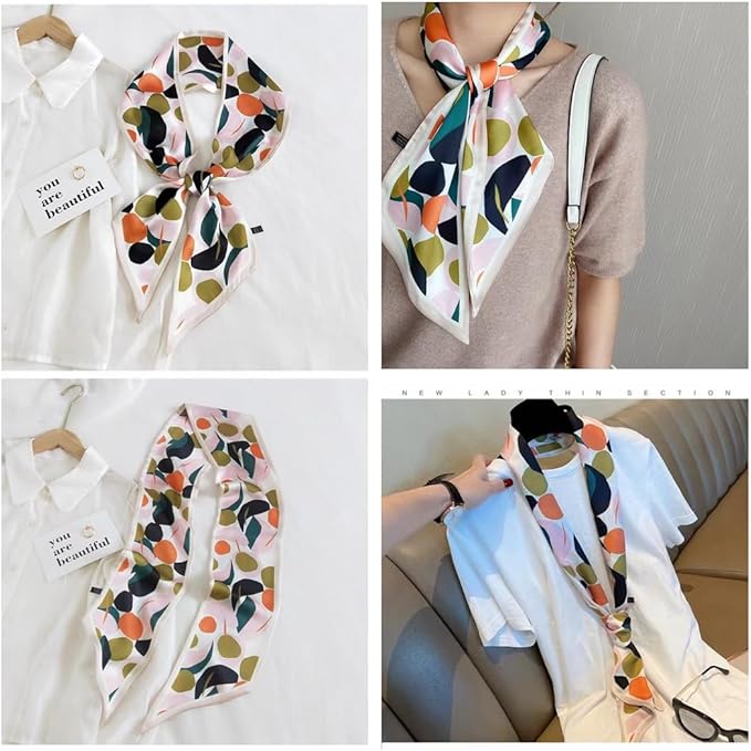 Livrerpi Silk Feeling Head Scarf Fashion Satin Hair Scarf Square Long Scarves for Women Gifts