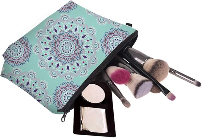 Deanfun Makeup Case Small, Cosmetic Zipper Bag Waterproof for Purse Mini, Women Cute Traveling Accessories Pouch for Ladies Thanksgiving Christmas Gifts(Mandala D2-51456)