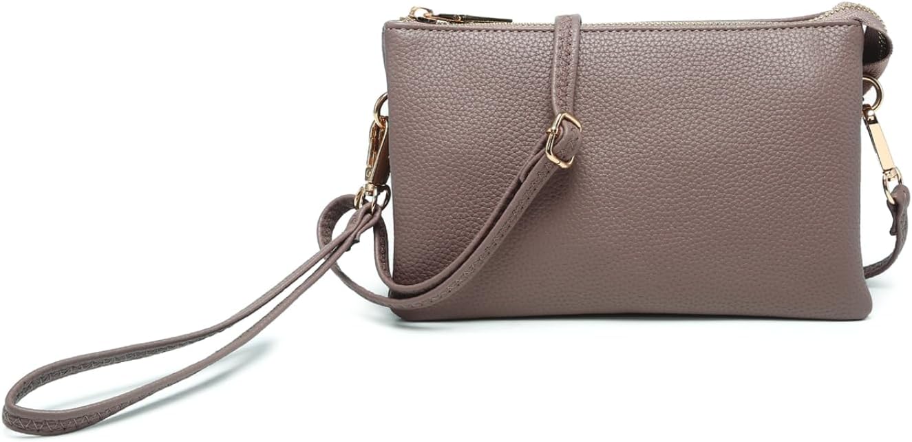 JEN & CO. Riley Small Crossbody Bags for Women Vegan Leather Wristlet Clutch Wallet Purses Handbags with 2 Straps