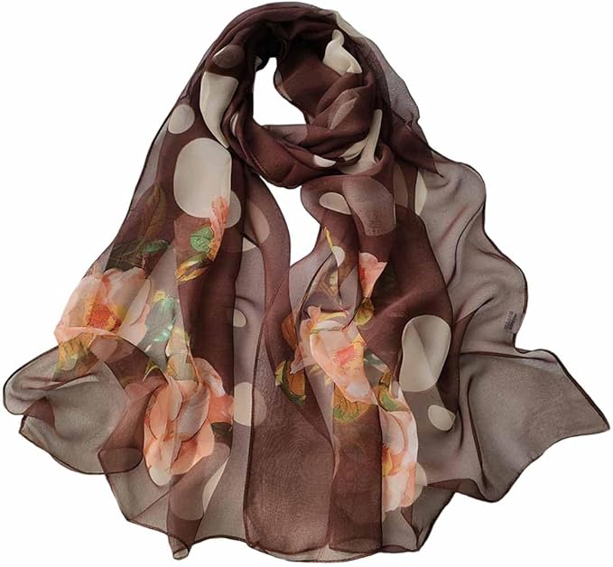 Pokeedioty Scarfs for Women Lightweight Fashion Scarves Elegant Floral Pattern Sheer Scarfs Sunscreen Shawls Wraps