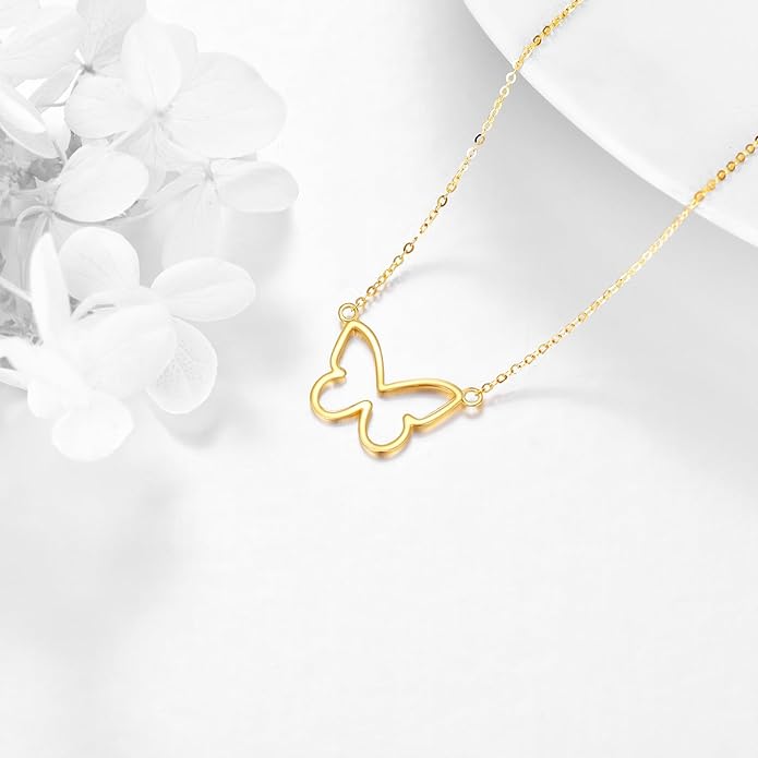 KECHO 14k Gold Simple Circle Necklace Karma Pendant Necklace for Women Jewelry