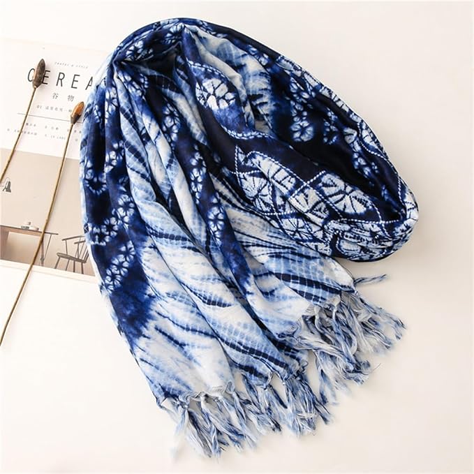 Yeieeo Boho Scarf for Women Lightweight Floral Printed Scarf Fall Winter Fashion Fringed Shawl