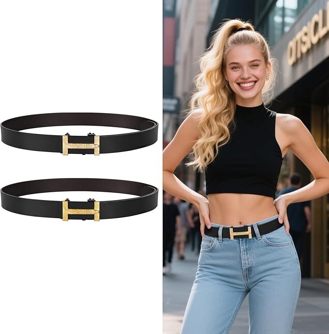 Relang Women's Belts with Gold Buckle, Fashion Waist Band, Elegant Ladies' Belt, Gift for Women