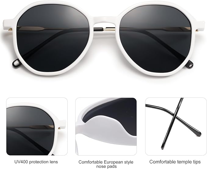 SOJOS Trendy Designer Hexagon Round Sunglasses for Women Fashion Big Shades Geometric Women Sunglasses SJ2181