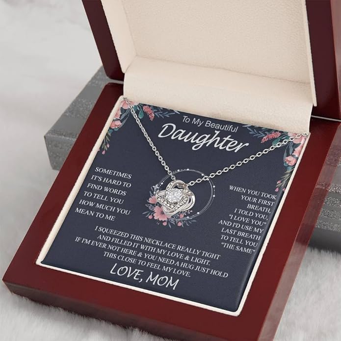 VIRAGIL To My Daughter Gift Necklace From Dad or Mom - Badass Daughter Jewelry With Heartfelt Message & Elegant Box