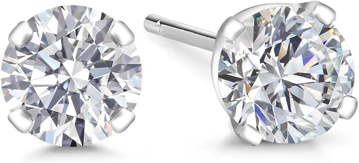 Gem Stone King 0.20 to 6 Cttw 14K Gold Lab Grown Diamond Stud Earrings | Gold Earrings For Women Men | E-F Color | VS1-VS2 Clarity
