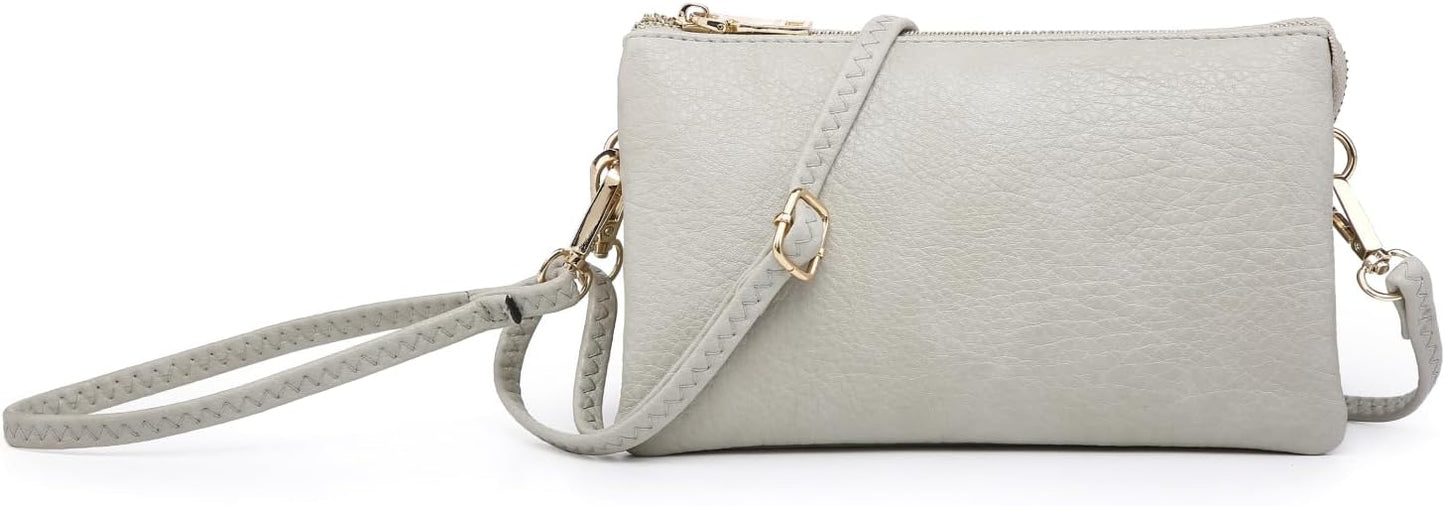 JEN & CO. Riley Small Crossbody Bags for Women Vegan Leather Wristlet Clutch Wallet Purses Handbags with 2 Straps