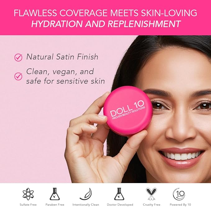 Doll 10 Peptide Bounce Balm Foundation™ – Hydrating, Age-Defying Foundation for Older Women, All Skin Types – Vegan, Clean, Natural, Medium Buildable Coverage, Blurs Fine Lines - [Fair]