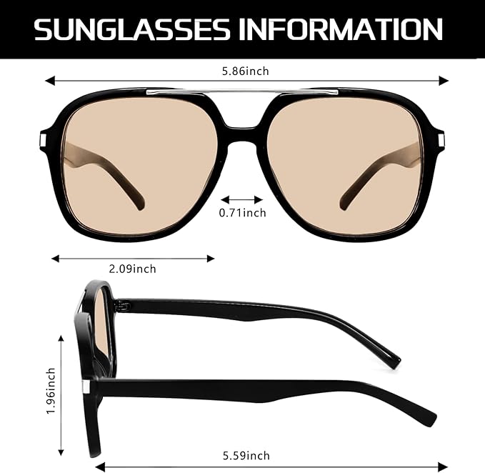 Retro Aviator Sunglasses for Women Men 2026 Square Top Bar Sun Glasses Sunnies 70s Lightweight Shades