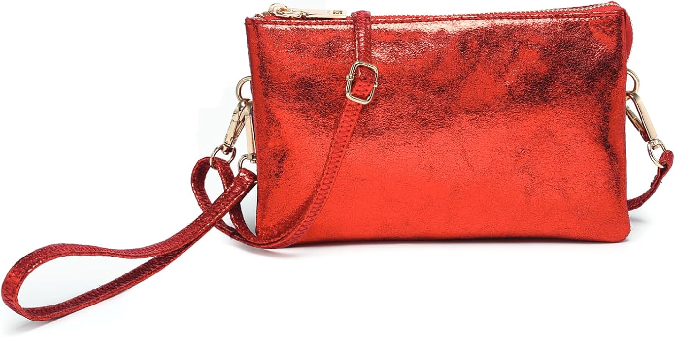 JEN & CO. Riley Small Crossbody Bags for Women Vegan Leather Wristlet Clutch Wallet Purses Handbags with 2 Straps
