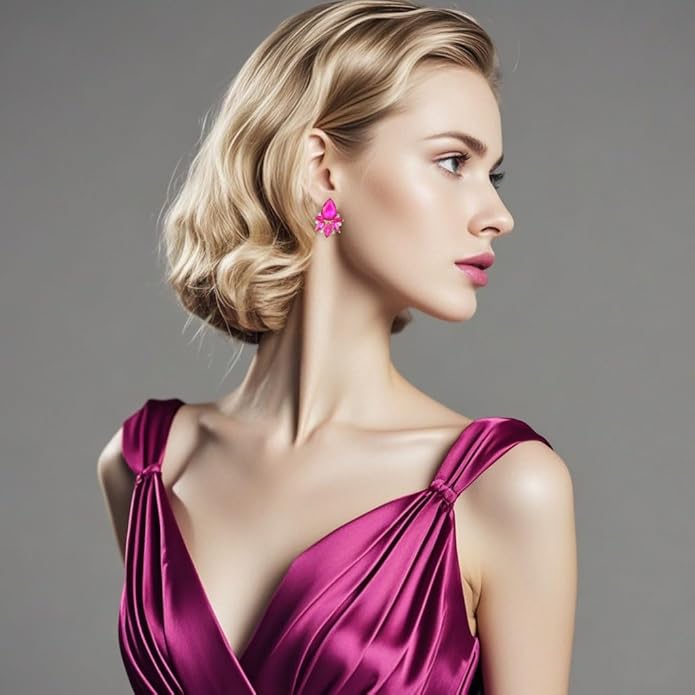 Vintage Rhinestone Earrings Fancy Crystal Cluster Drop Earrings Art Deco Earrings for Women