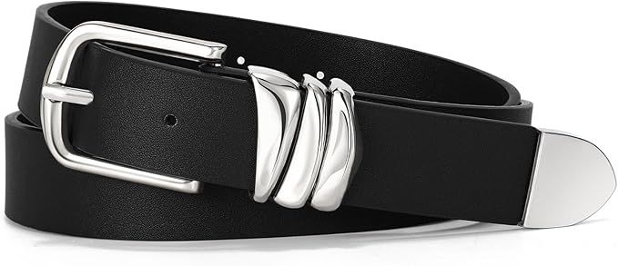 VONMELLI Women's Belt for Jeans Dress Leather Belt for Women Fashion Waist Ladies Belt with Silver Buckle