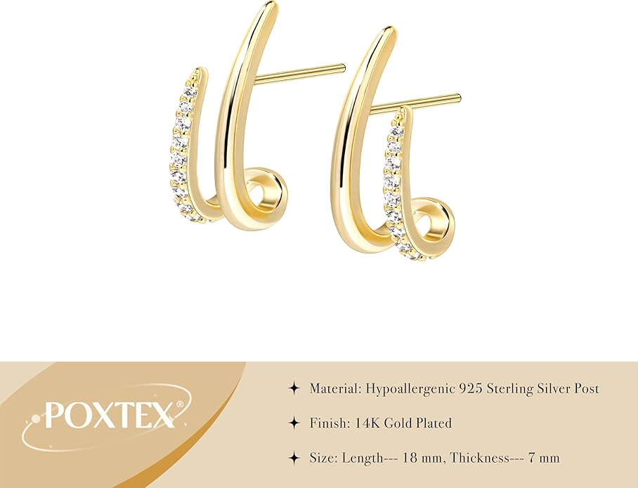 Gold Plated Statement Chunky Dangle Stud Earrings for Women, Gold Plated Hoop Knot Claw Earrings Tarnish Free Jewelry for Women Gifts