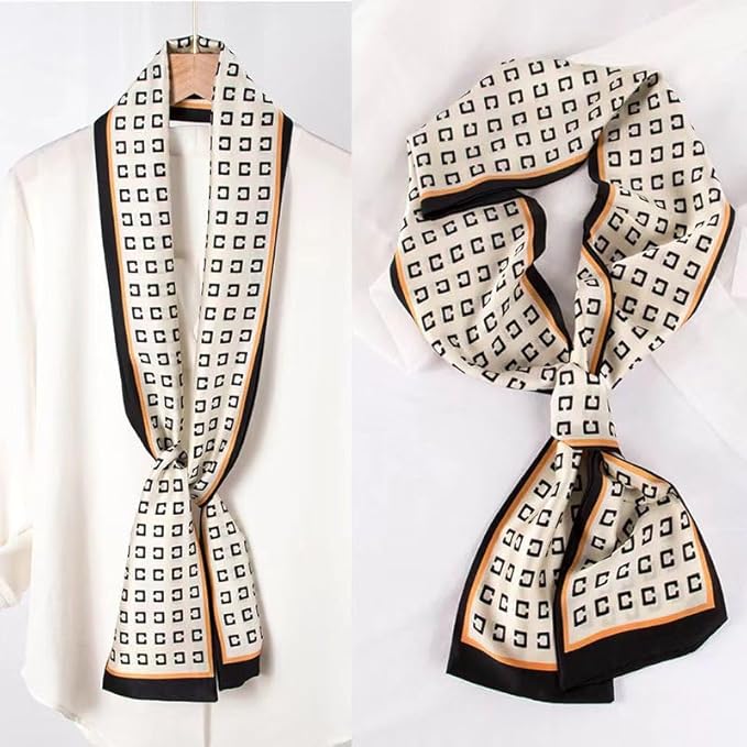 100% Mulberry Silk Ribbon Scarf for Hair Beach Head Wraps for Women Handbag accessories Necktie