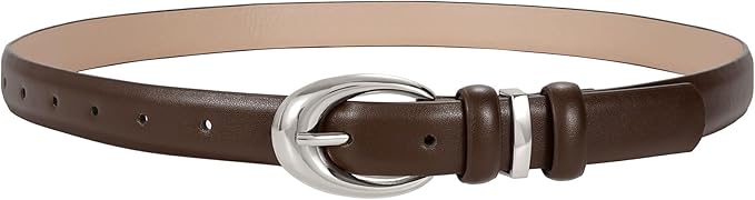 TRIWORKS Women Leather Belt for Jeans Pants Fashion Ladies Skinny Faux Leather Dress belt with Gold Buckle