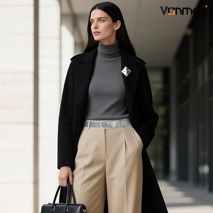 VONMELLI Women Leather Belt for Pants Jeans Dresses Ladies Belts with Fashion Gold Silver Buckle