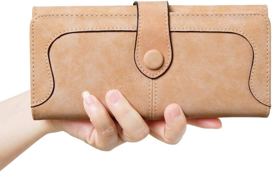 Women's Vegan Leather 17 Card Slots Card Holder Long Big Bifold Wallet