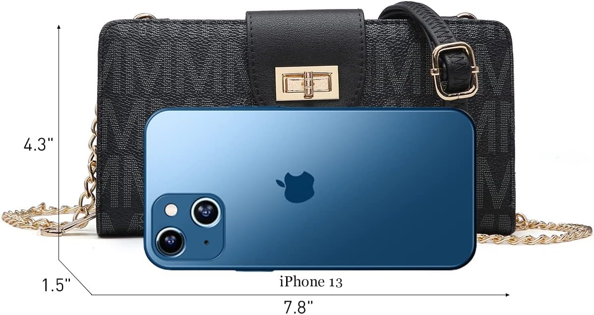MKP COLLECTION Women Small Crossbody Shoulder Bag Zip Wallet Purse Handbags Clutch Credit Card Holder with Chain Strap