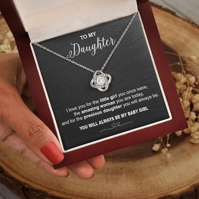 VIRAGIL To My Daughter Gift Necklace From Dad or Mom - Badass Daughter Jewelry With Heartfelt Message & Elegant Box