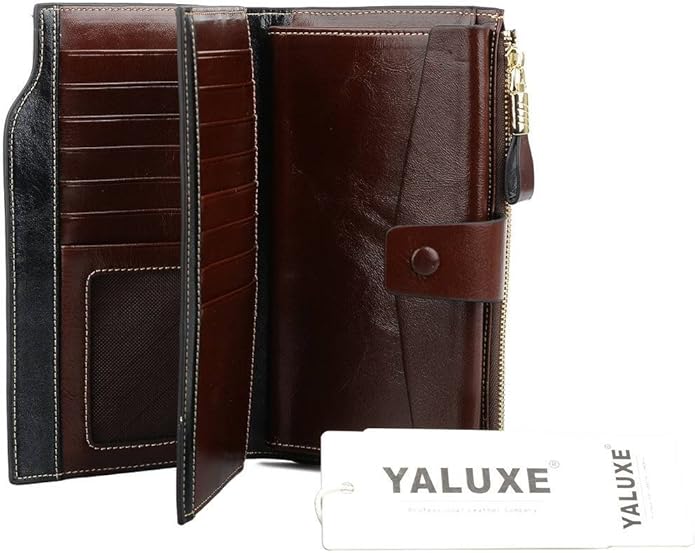 YALUXE Women's Genuine Leather Wallet RFID Blocking Multi Card Holder with Cell Phone Pocket Mothers Day Gifts