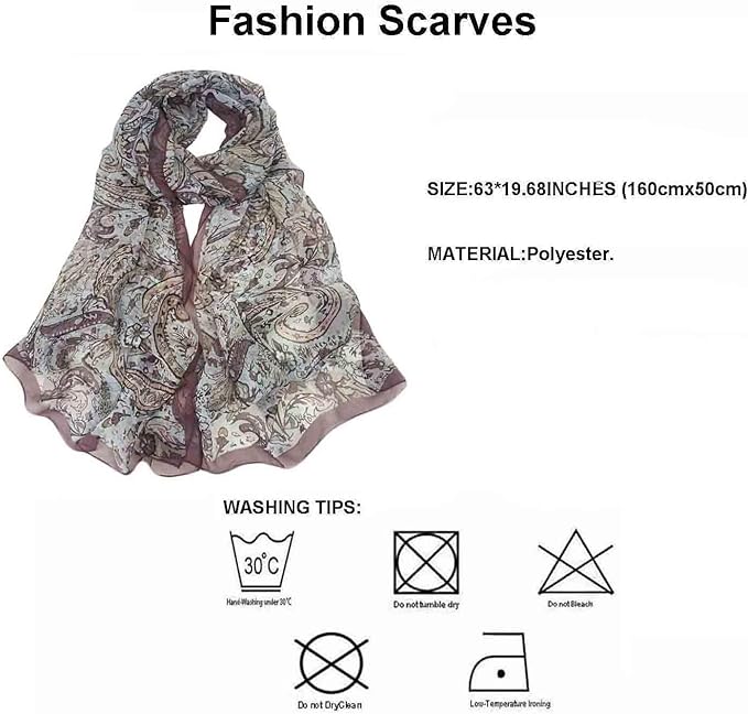 Pokeedioty Scarfs for Women Lightweight Scarves Elegant Floral Pattern Sheer Scarfs Shawls Wraps