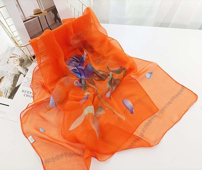 Pokeedioty Women’s Scarf Lightweight Elegant Floral Pattern Scarf Fashion Scarves Sheer Scarfs Shawls