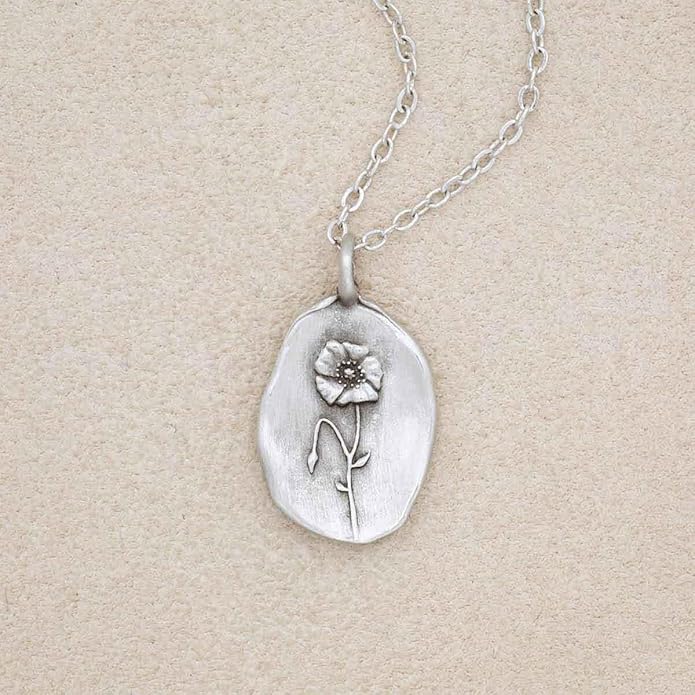 LISA LEONARD DESIGNS Pewter Birth Flower Pendant Necklace Minimalist Jewelry Necklaces For Women Gift For Her Dainty Necklaces